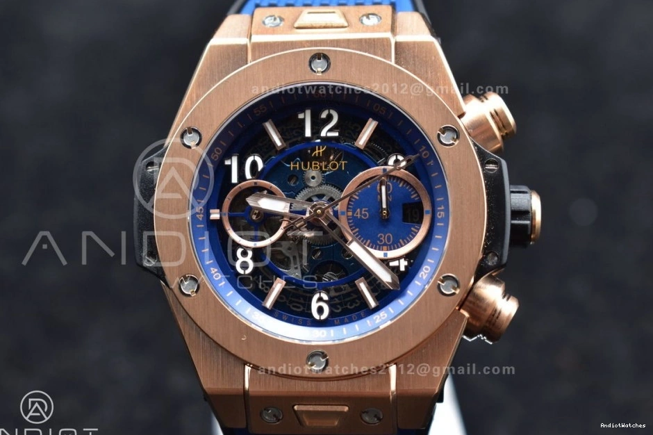 894 Big Skeleton Best Edition on 1:1 RG Hublot Strap Rubber Blue A Unico Dial ZF Blue Bang NewStyle 0509